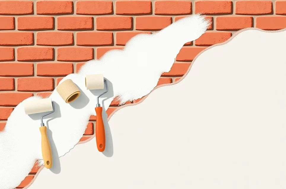 Outils de peinture disposés dans l'ordre des étapes du chantier