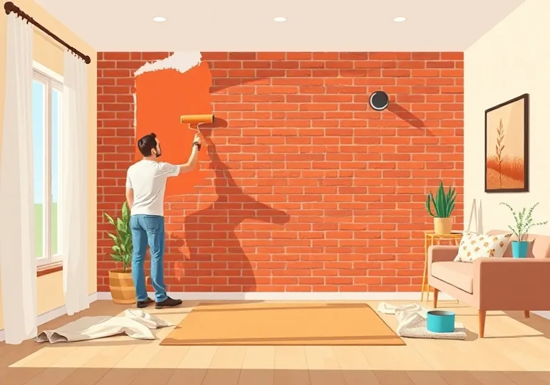 Peintre appliquant la peinture au rouleau sur un mur de salon